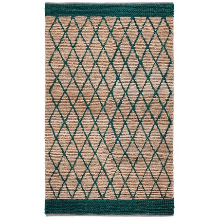 Safavieh 3 x 5 ft. Natural Fiber Hand Loomed Rectangle Area Rug Natural & Dark Green NF951X-3